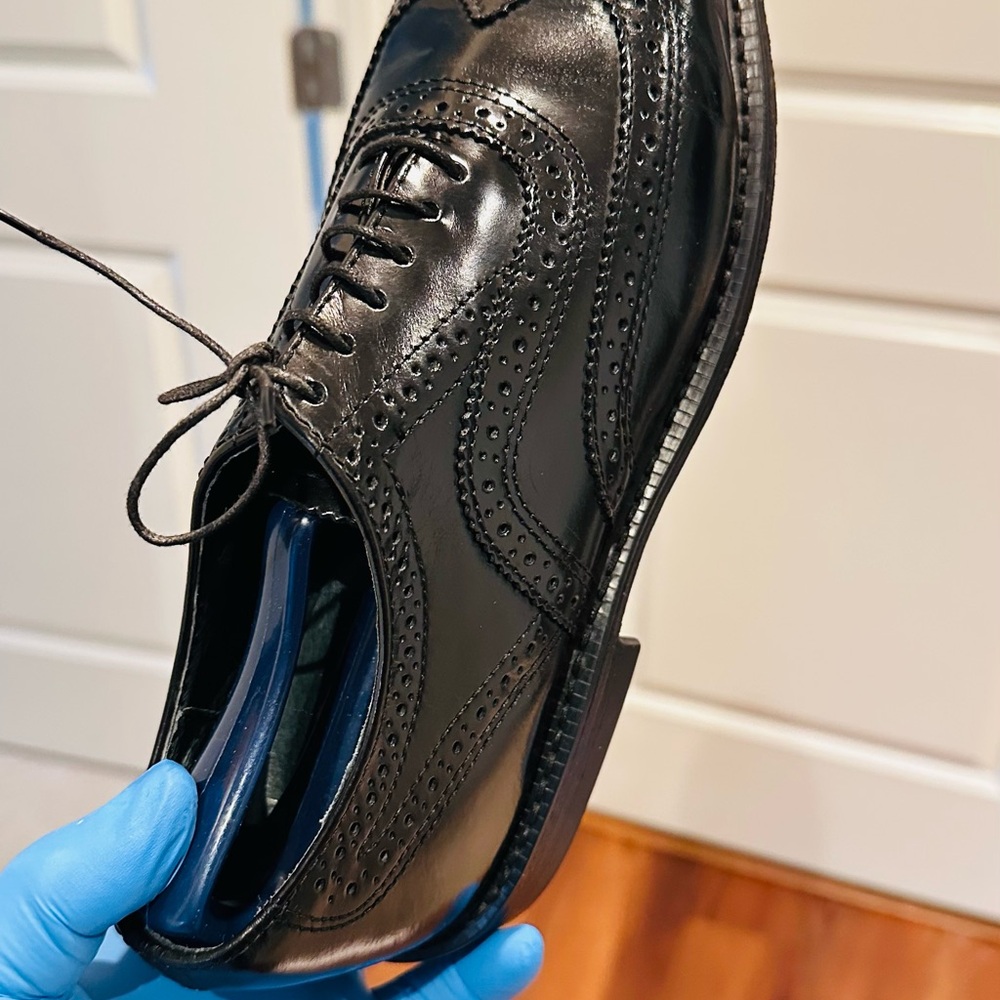 Vintage EXECUTIVE IMPERIAL By Mason Black Leather CORDOVAN Wingtip Shoes. - Picture 7 of 14
